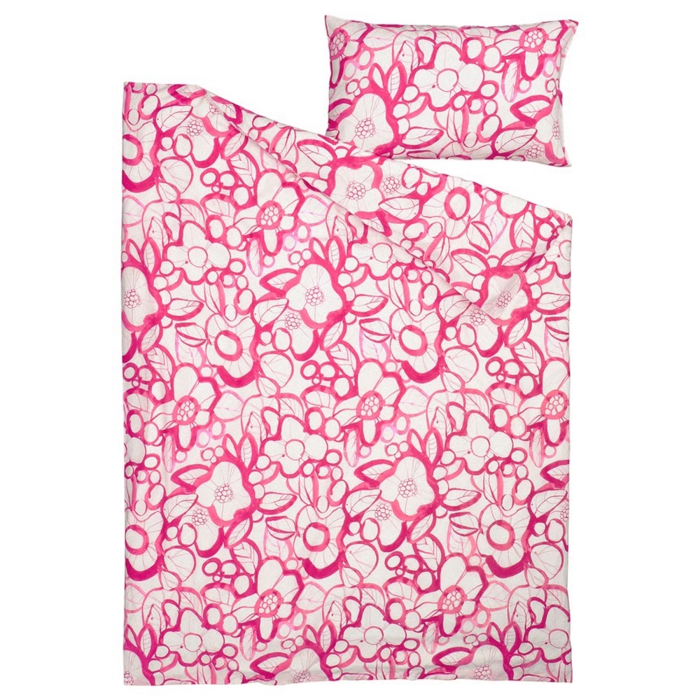 Pink Floral Cotton Duvet Cover Set Twin Size